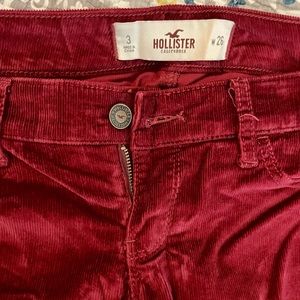 Red Hollister Corduroy Straight Legged Pants